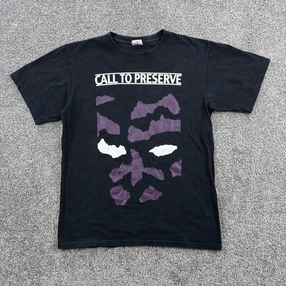Vintage Call To Preserve‎ Shirt Mens Medium Black Hardcore Straight Edge Band